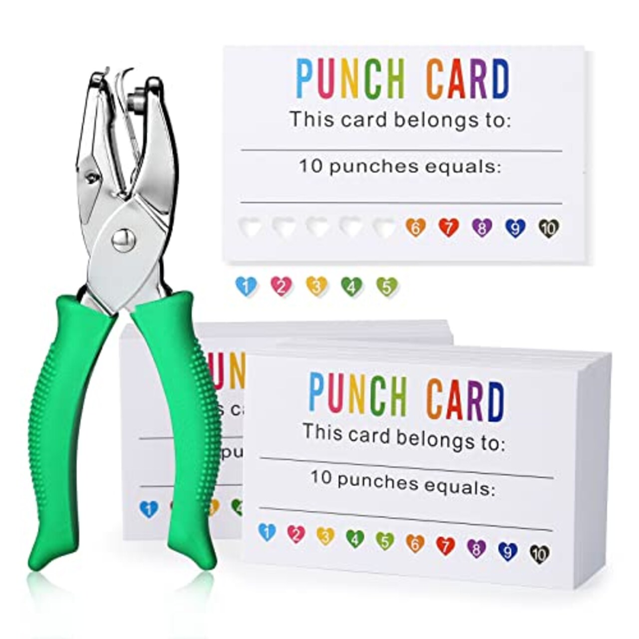 Punch Cards 200 Pack Reward Punch Cards with Heart Shape Hold Puncher Behavior Incentive Awards for Kids Students Teachers Home Classroom School Business Loyalty Gift Cards - 3.5" x 2"